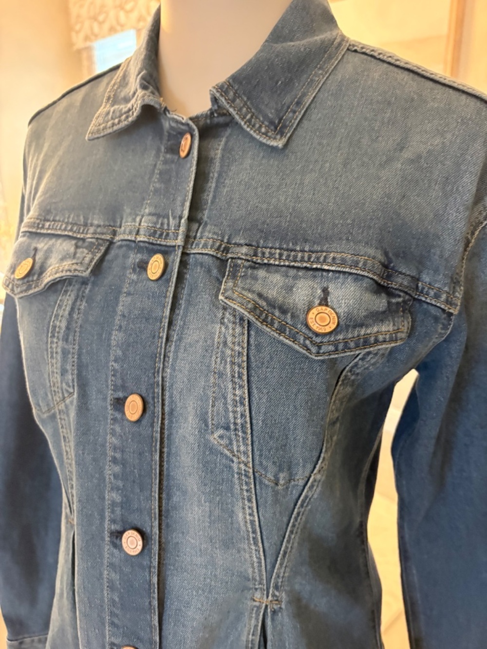NWT Gap Cinched Denim Jacket Medium Indigo - Picture 3 of 6